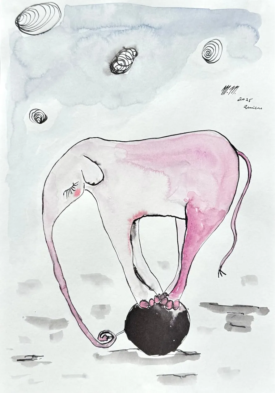 Untitled, 2025, ink and watercolour on paper, A4