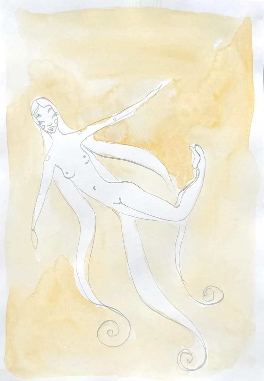 Létající, 2025, watercolour on paper, A4